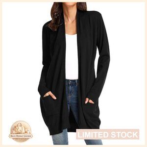 Oversized Long Cardigan Sweater Open Front Lightweight Knit Chic Classic